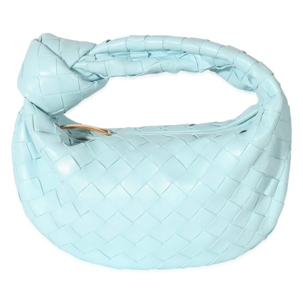 134524 fv Bottega Veneta Teal Washed Intrecciato Lambskin Mini Jodie