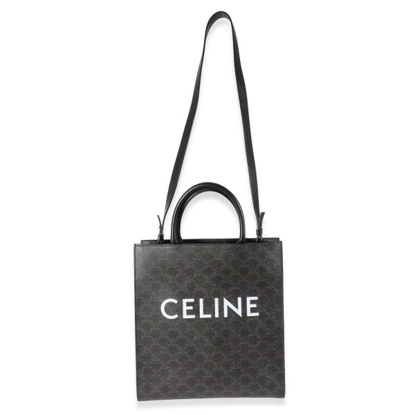 134616 bv Celine Black Triomphe Canvas Medium Vertical Cabas Tote