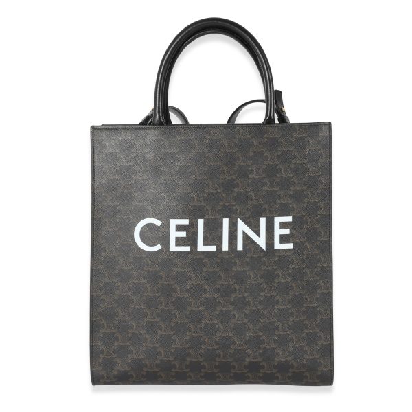 134616 fv Celine Black Triomphe Canvas Medium Vertical Cabas Tote