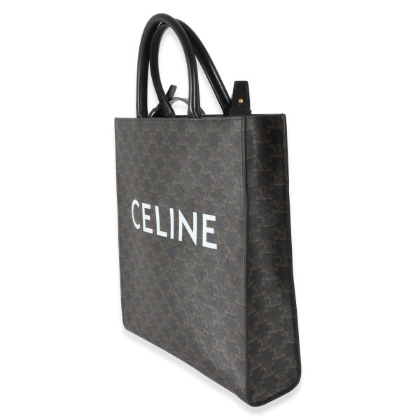 134616 sv Celine Black Triomphe Canvas Medium Vertical Cabas Tote