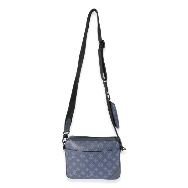 134656 bv Louis Vuitton Navy Monogram Shadow Calfskin Duo Messenger