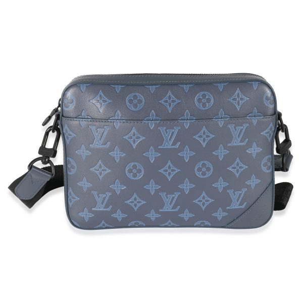 134656 fv Louis Vuitton Navy Monogram Shadow Calfskin Duo Messenger