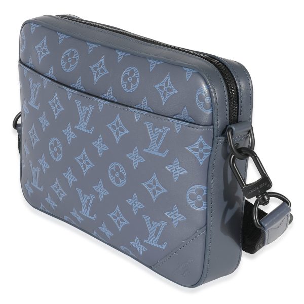 134656 sv Louis Vuitton Navy Monogram Shadow Calfskin Duo Messenger