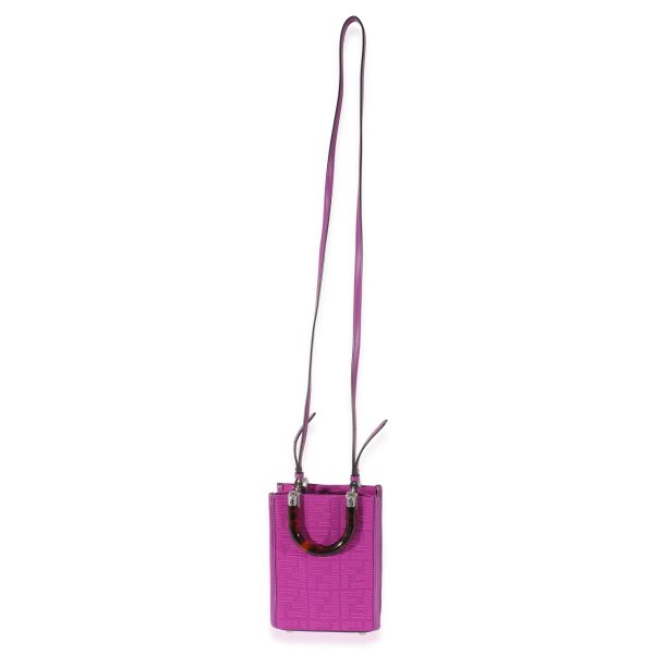 134709 bv Fendi Purple FF Technical Fabric Vitello Mini Sunshine Shopper