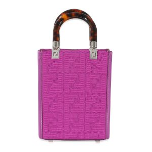 134709 fv Fendi Purple FF Technical Fabric Vitello Mini Sunshine Shopper