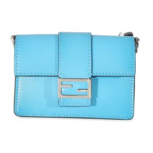 134711 fv Fendi Blue Leather Micro Flat Baguette