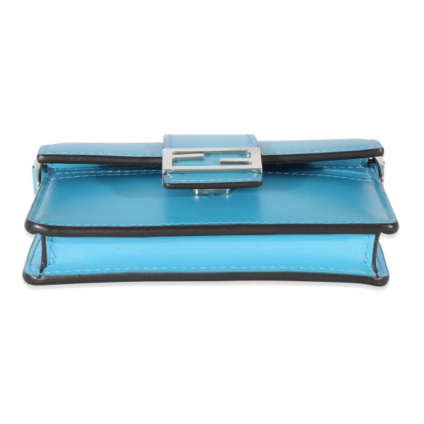 134711 stamp Fendi Blue Leather Micro Flat Baguette