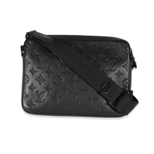 134782 pv Louis Vuitton Black Monogram Shadow Leather Duo Messenger Bag