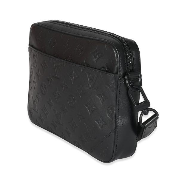 134782 sv Louis Vuitton Black Monogram Shadow Leather Duo Messenger Bag