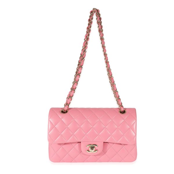 134813 bv Chanel Pink Quilted Lambskin Small Classic Double Flap Bag