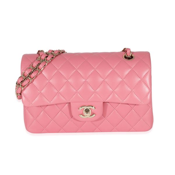 134813 fv Chanel Pink Quilted Lambskin Small Classic Double Flap Bag