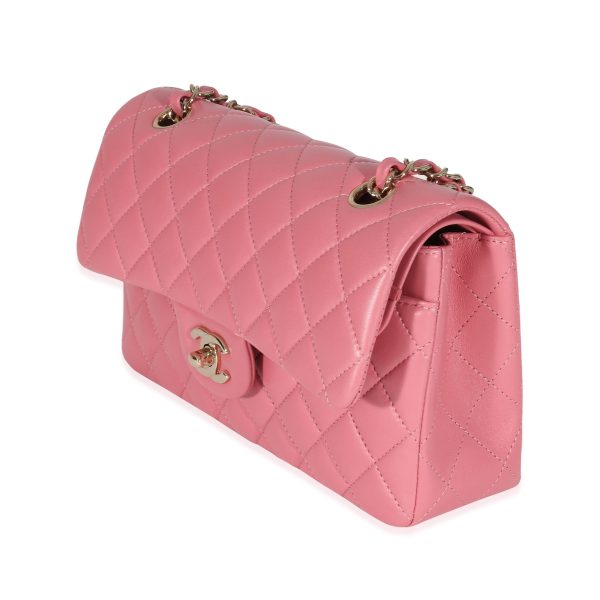 134813 sv Chanel Pink Quilted Lambskin Small Classic Double Flap Bag