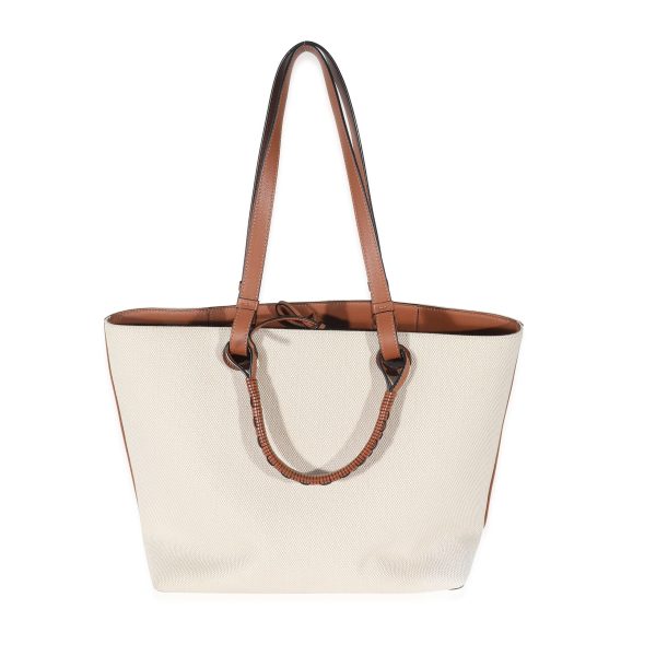 134864 pv Loewe Tan Calfskin Ecru Jacquard Medium Anagram Tote