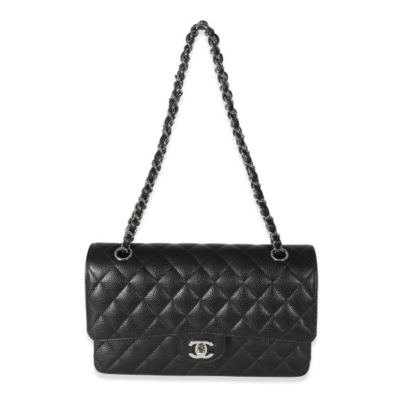 135000 bv Chanel Black Quilted Caviar Medium Classic Double Flap Bag