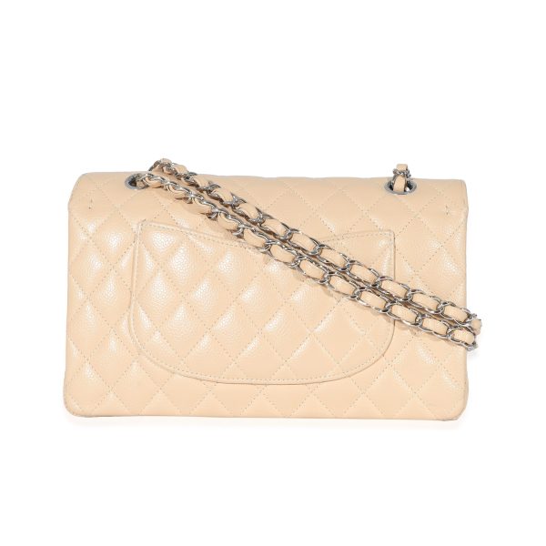 135061 sv Chanel Beige Quilted Caviar Medium Classic Double Flap Bag