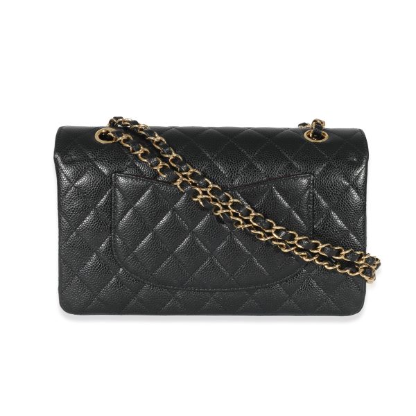 135141 pv Chanel Black Quilted Caviar Medium Classic Double Flap Bag