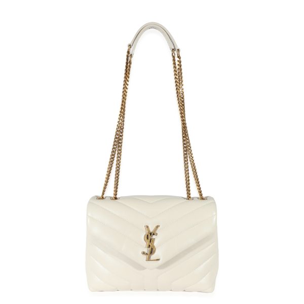 135227 fv Saint Laurent Ivory Quilted Calfskin Small Loulou Bag