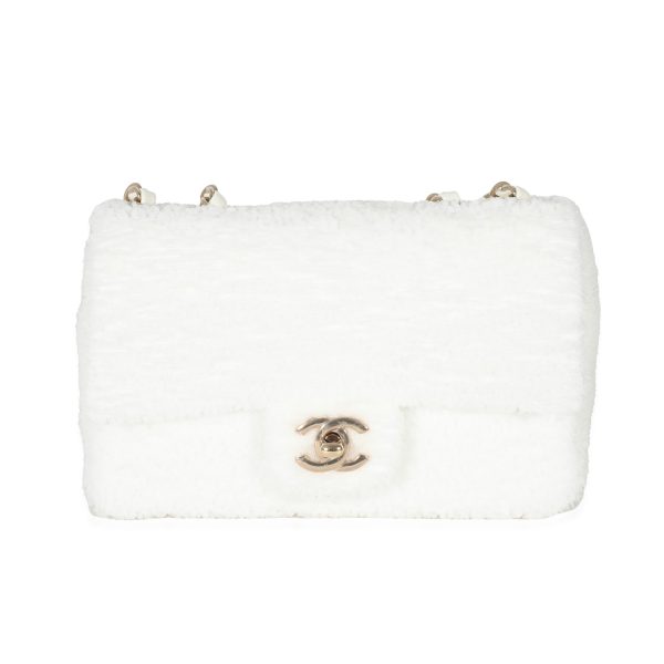 135242 fv Chanel White Sequin Mini Single Flap Bag