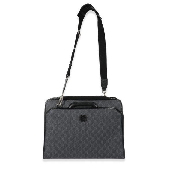 135249 bv Gucci Black GG Supreme Canvas Interlocking G Briefcase