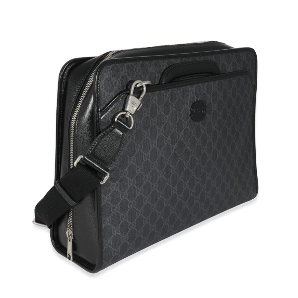 135249 pv Gucci Black GG Supreme Canvas Interlocking G Briefcase