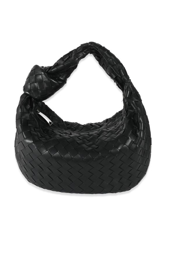 135394 fv Bottega Veneta Black Intrecciato Lambskin Teen Jodie