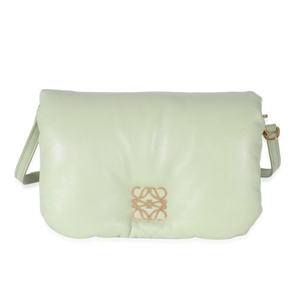 135399 fv Loewe Shiny Nappa Lambskin Pale Green Mini Puffer Goya Bag