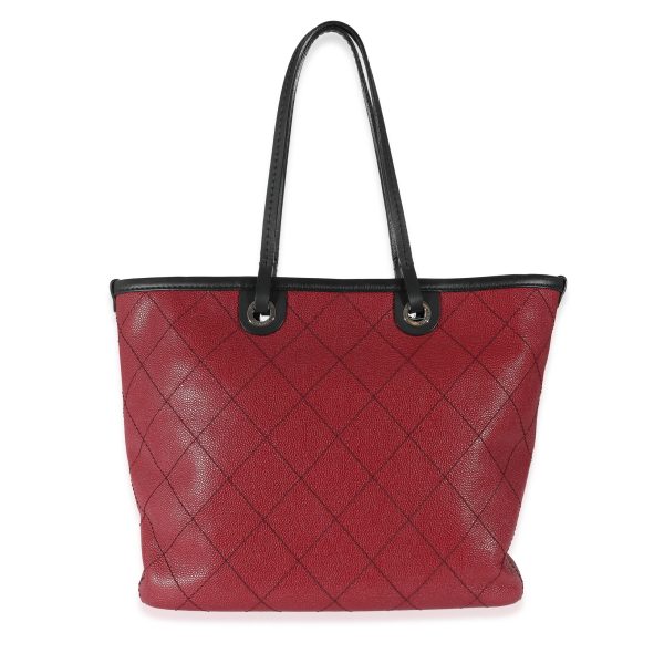 135423 stamp Chanel Burgundy Quilted Caviar Fever Tote