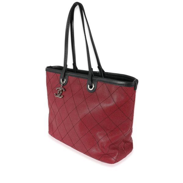 135423 sv Chanel Burgundy Quilted Caviar Fever Tote