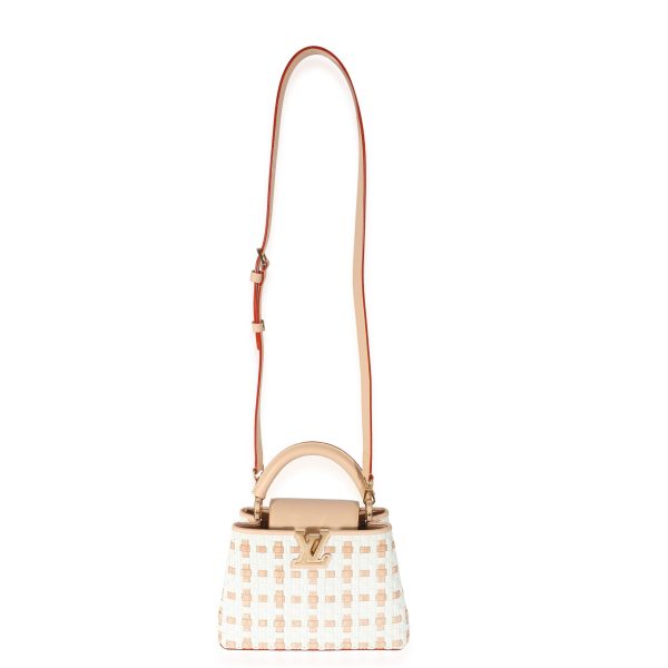 135542 bv Louis Vuitton White Monogram Wicker Woven LV Heavenly Capucines BB