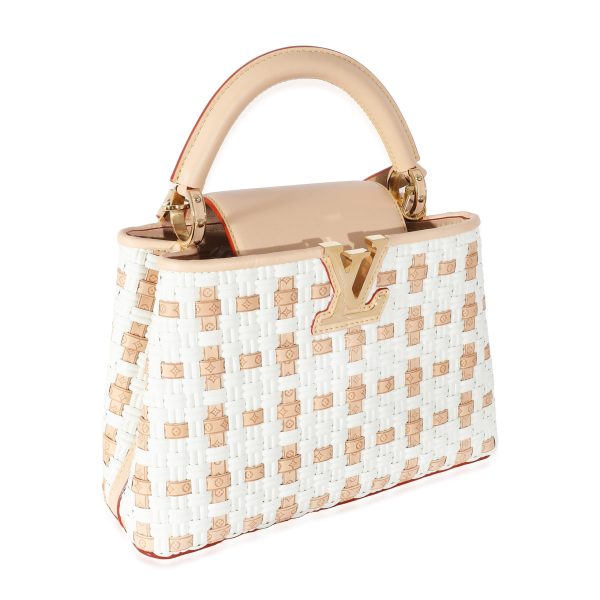 135542 sv Louis Vuitton White Monogram Wicker Woven LV Heavenly Capucines BB