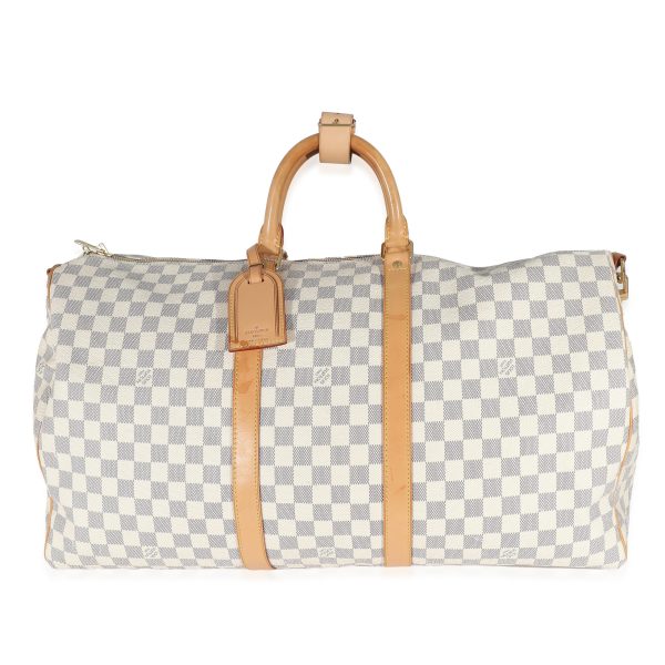 135565 fv Louis Vuitton Damier Azur Canvas Keepall Bandoulière 55