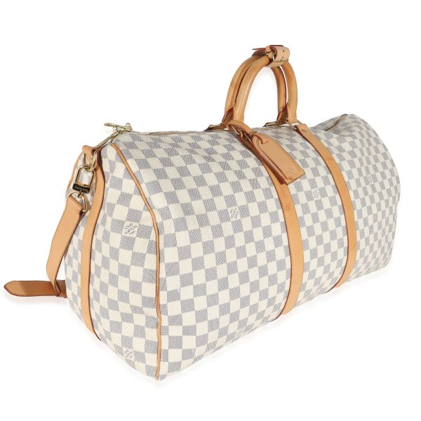 135565 pv Louis Vuitton Damier Azur Canvas Keepall Bandoulière 55