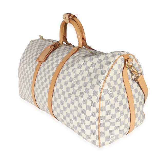 135565 sv Louis Vuitton Damier Azur Canvas Keepall Bandoulière 55