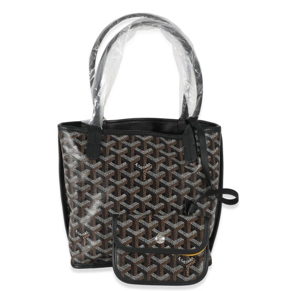 135636 fv Goyard Black Goyardine Canvas Reversible Mini Anjou Tote