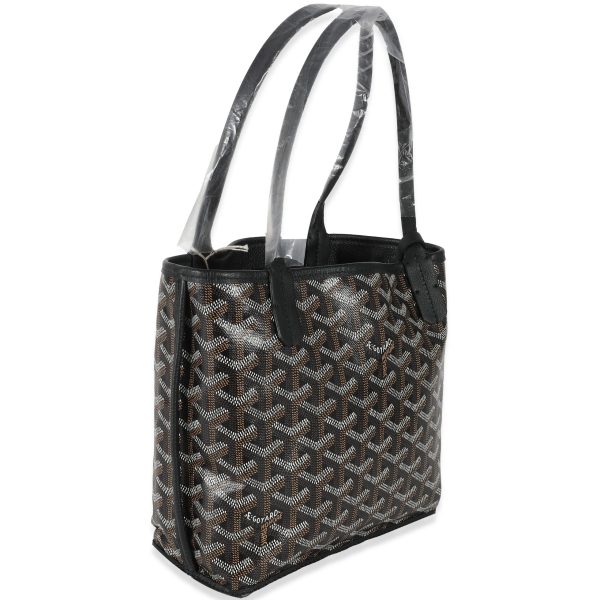 135636 pv Goyard Black Goyardine Canvas Reversible Mini Anjou Tote