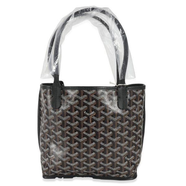 135636 stamp Goyard Black Goyardine Canvas Reversible Mini Anjou Tote