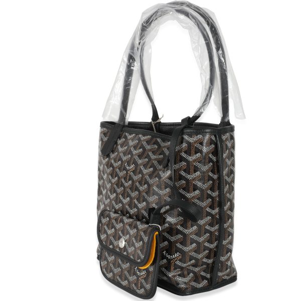 135636 sv Goyard Black Goyardine Canvas Reversible Mini Anjou Tote