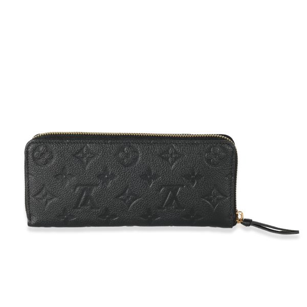 135669 fv Louis Vuitton Black Monogram Empreinte Clemence Wallet