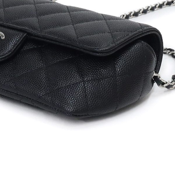 2 Chanel Timeless Classic Line Matelasse Chain Crossbody Caviar Skin Black