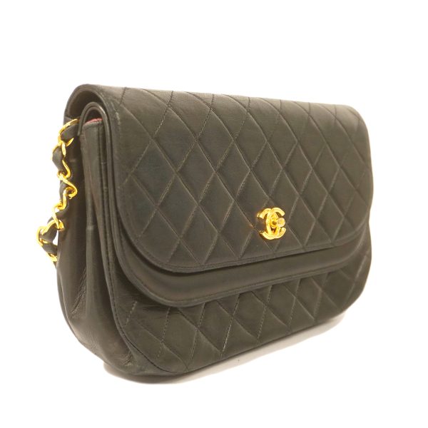 2 Chanel Shoulder Bag Matelasse Lambskin Black