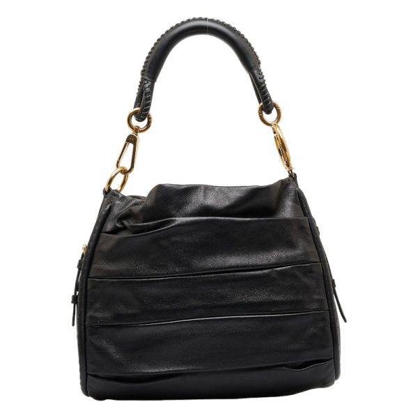 2 Dior Pleated Hobo Gold Hardware One Shoulder Bag Black Lambskin