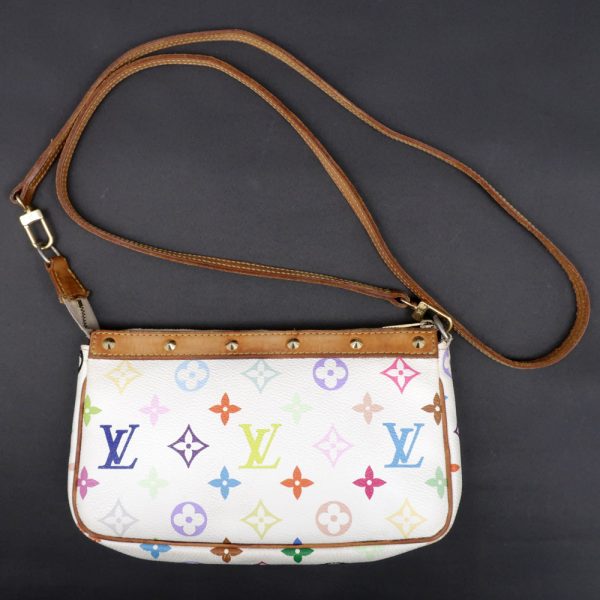 2 Louis Vuitton Pochette Accessoire Multicolor Bronze White