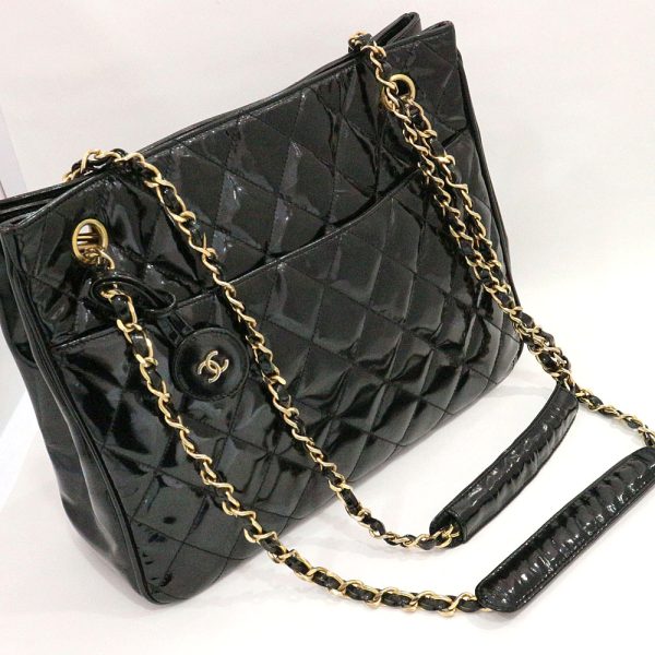 2 Chanel Chain Tote Matelasse Coco Mark Black