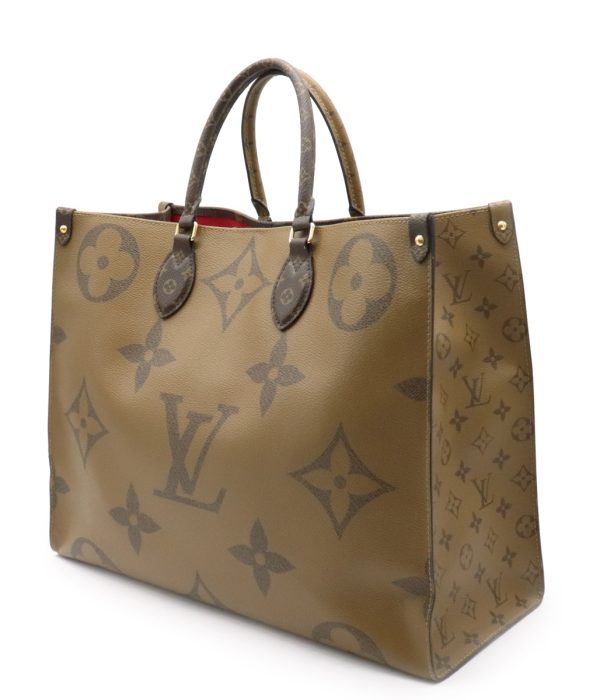 2 Louis Vuitton Giant On The Go GM Tote Bag Leather Brown