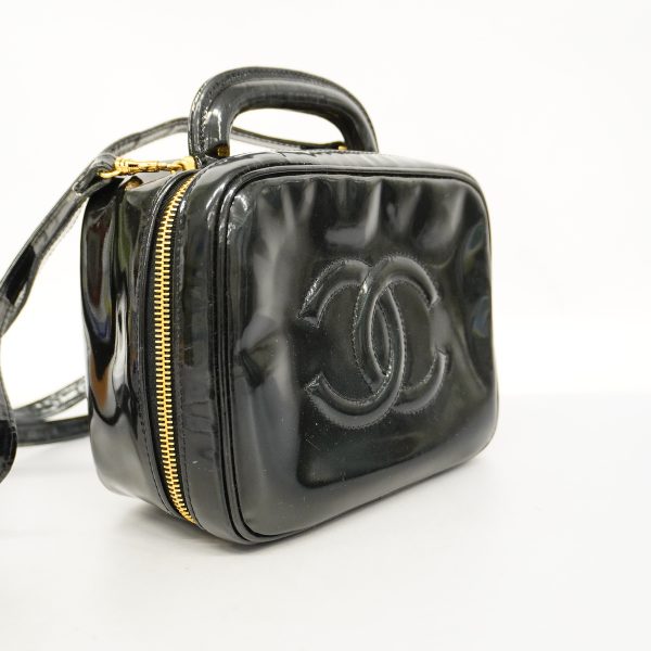 2 Chanel Vanity Bag Patent Leather Black