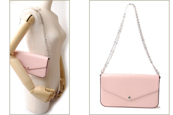 2 Louis Vuitton Chain Pochette Félicie Epi Rose Ballerine Pink