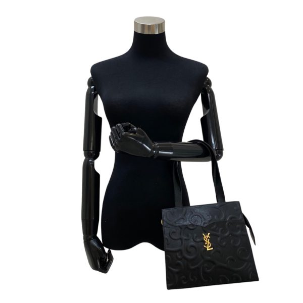 2 Yves Saint Laurent Ysl Shoulder Bag Leather Black