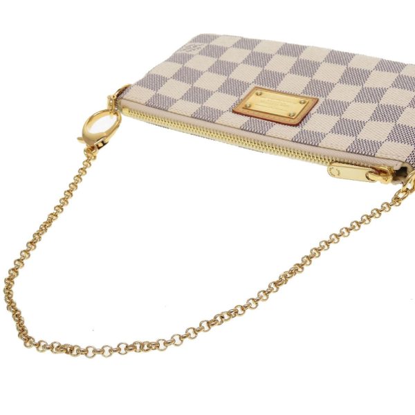 2 Louis Vuitton Damier Azur Pochette Mila MM Accessory Pouch white