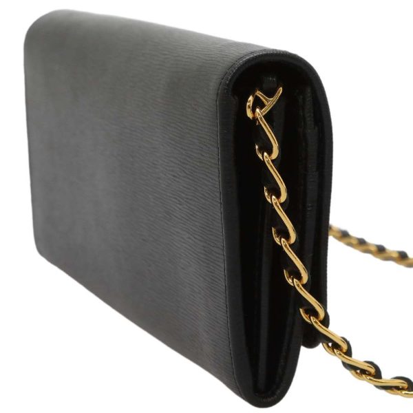 2 Prada Chain Wallet Logo Leather Black