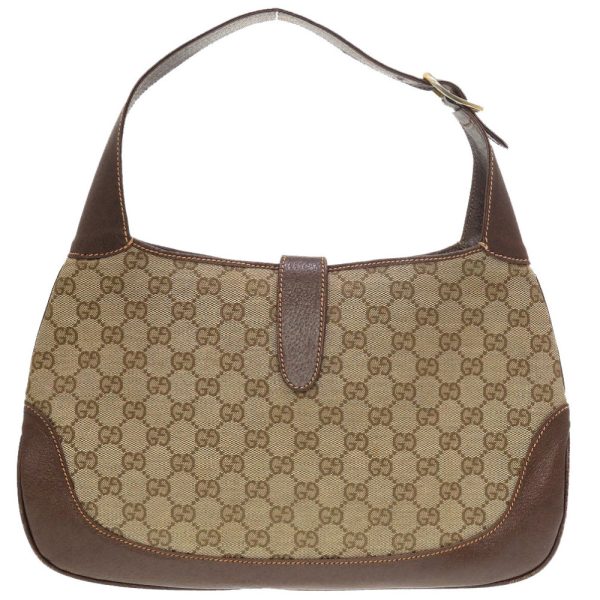 2 Gucci Sherry Line Jackie GG Pattern Leather Hobo Bag Beige Brown